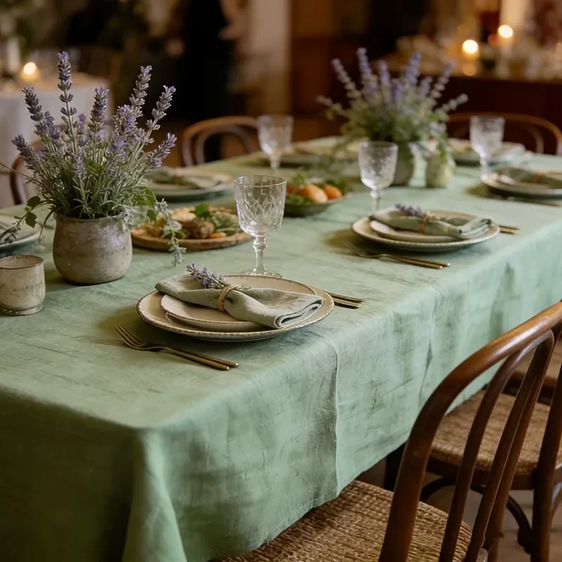 Sage Green Tablecloth - Country Farm Style - Anti-wrinkle and Washable - Suitable for Weddings and Bride Presenting Eventsxzj