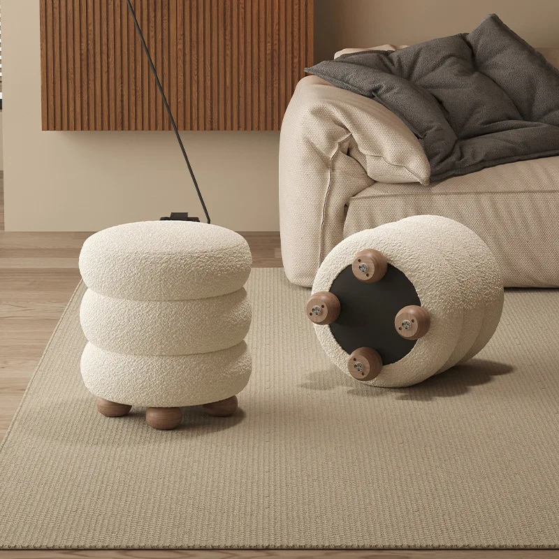 Custom Modern Minimalist Cream Makeup Dressing Stool Internet Popular Household Living Room Bedroom Dressing Table Lamb Fleece S
