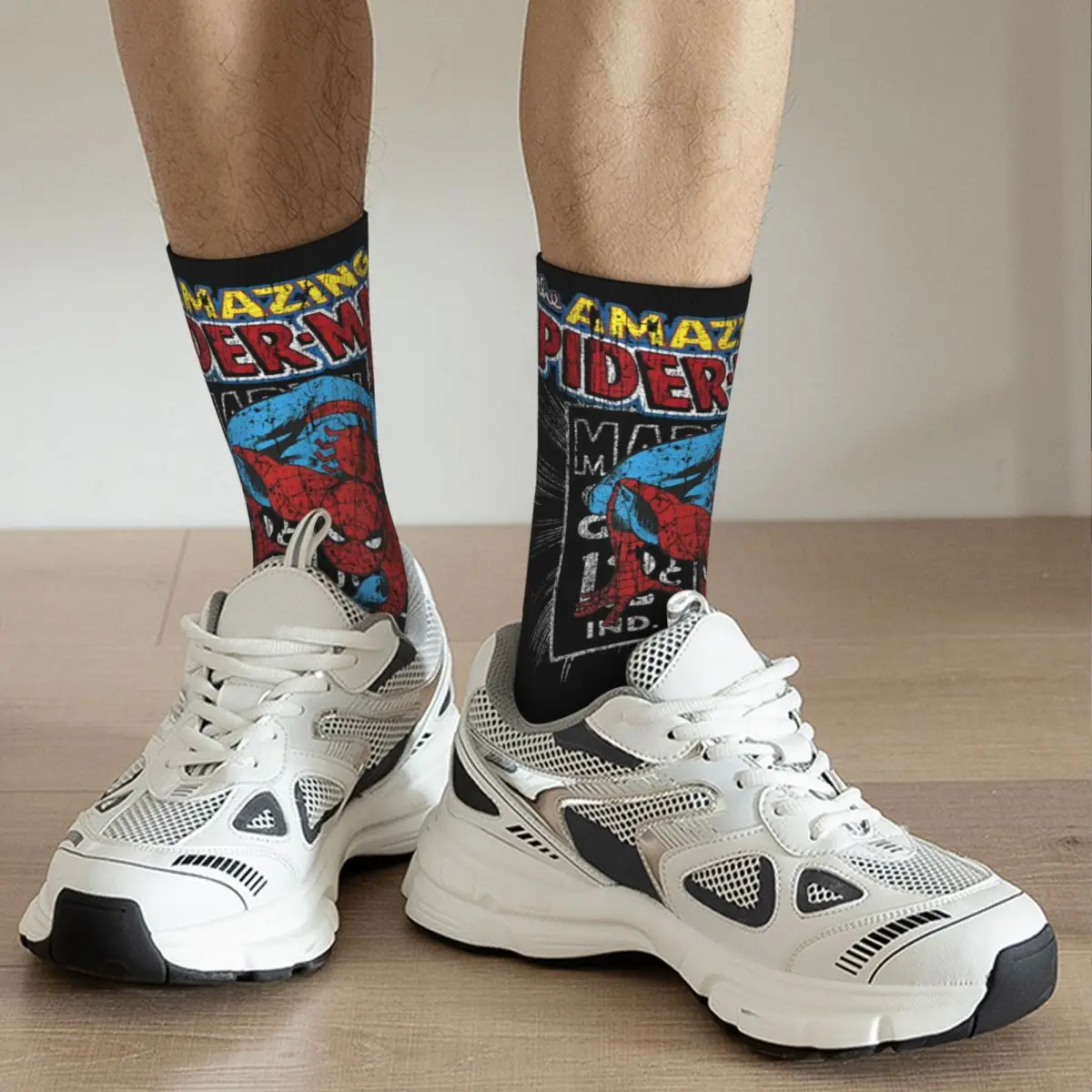 The Amazing Spider-Man Socks Men Women Polyester Casual Vintage Comic Socks Harajuku Spring Autumn Winter Middle Tube