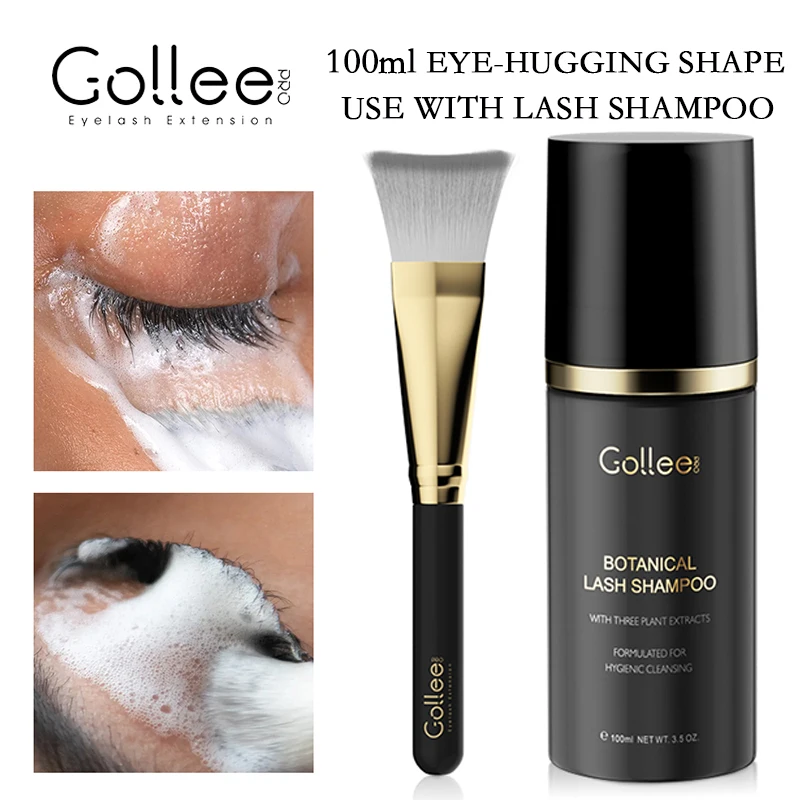 Gollee 100ML Deep Cleaner Eyelash Extension Foam Lash Shampoo Kit with Soft Brush for Clean Cosmetics No Irritation Makeup Clean