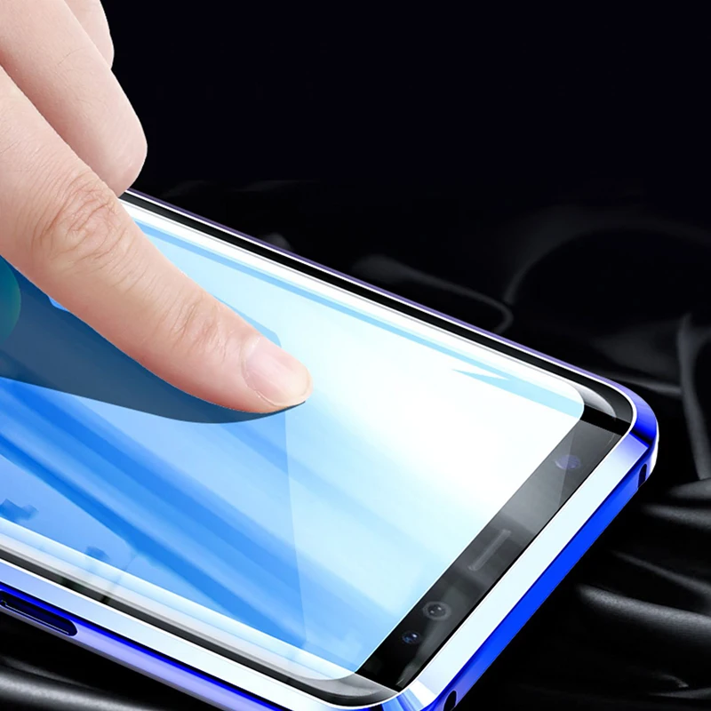 Casing ponsel magnetik dua sisi, casing penutup kaca dua sisi bahan logam magnetik untuk Samsung Galaxy S20 S21 S22 S10 S9 S8 Plus Note 20 UItra 10 Pro 8 9 A51 A71 A50