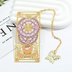 Anime Sakura Metal Hollow Out Bookmark Cute Card Captor Star Moon Tassel Pendant Bookmarks for Reader Gifts