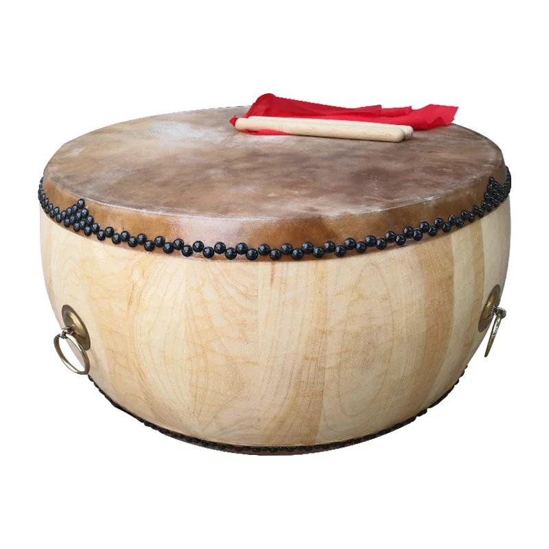 Cattle Fur  Big Drum Chinese Gongs Drums Solid Wooden Drum Small Hall Rhythm Percussive Instrument