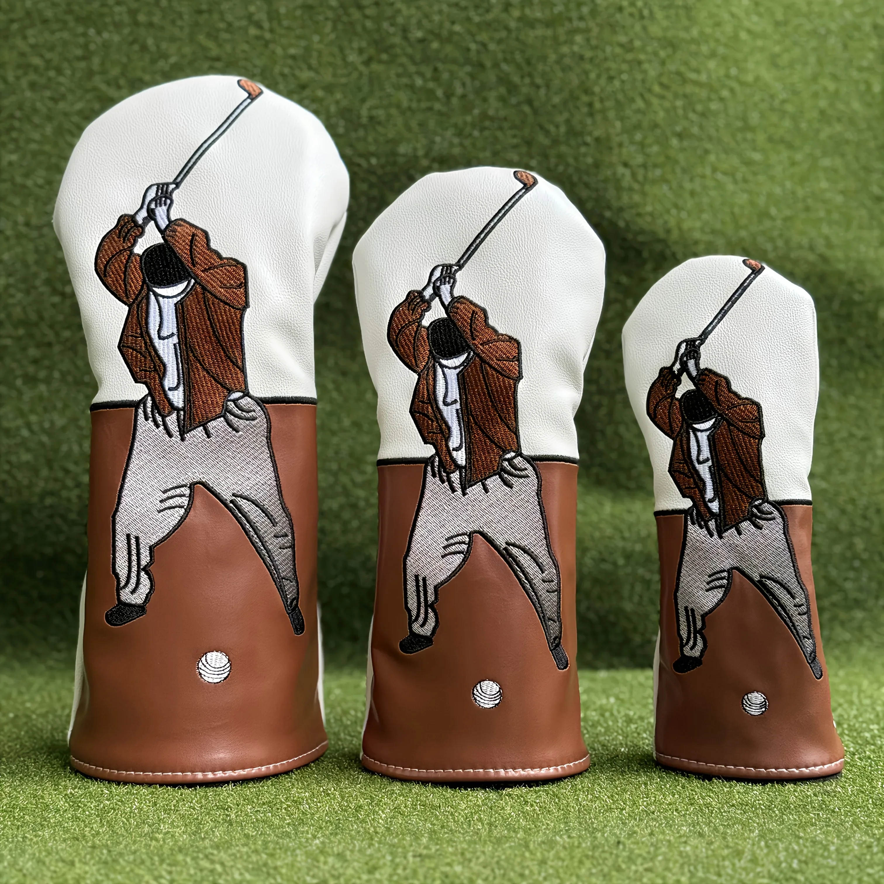 1pc capa de cabeça de golfe de alta qualidade com bordado requintado-forro de pelúcia ultra-macio, capa protetora durável do plutônio-branco, ideal