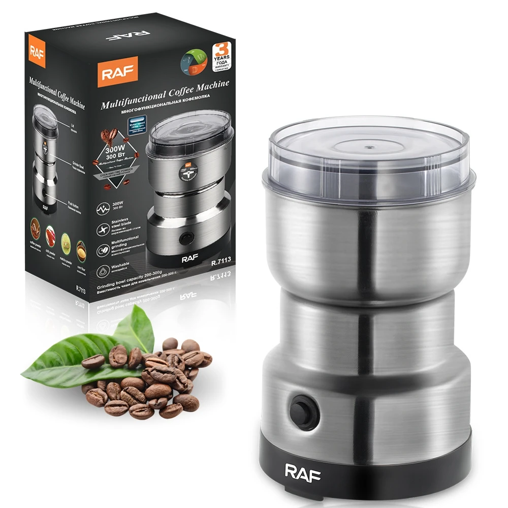 Electric Coffee Grinder Stainless Steel One-Touch Electric Automatic Milling Machine Nuts Bean s Spices Grains Grinder for Home