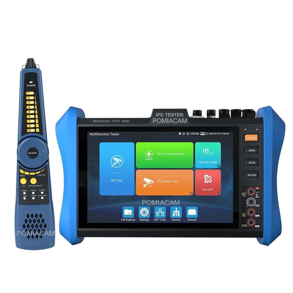 T90 CCTV Tester All-in-One 4K H.265 IP Camera Tester,8inch 8MP CVI/TVI/AHD,HDMI&VGA input PoE++ 55V/60W,Wi-Fi Analyzer,SFP Port