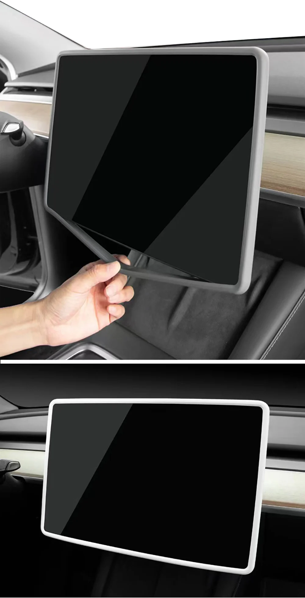 Für Tesla Model 3 Y Juniper Displayschutzfolie Silikonrahmen Displayrand Abdeckung Zentrale Steuerung Zubehör 2026 2025-2021 – Detail 9
