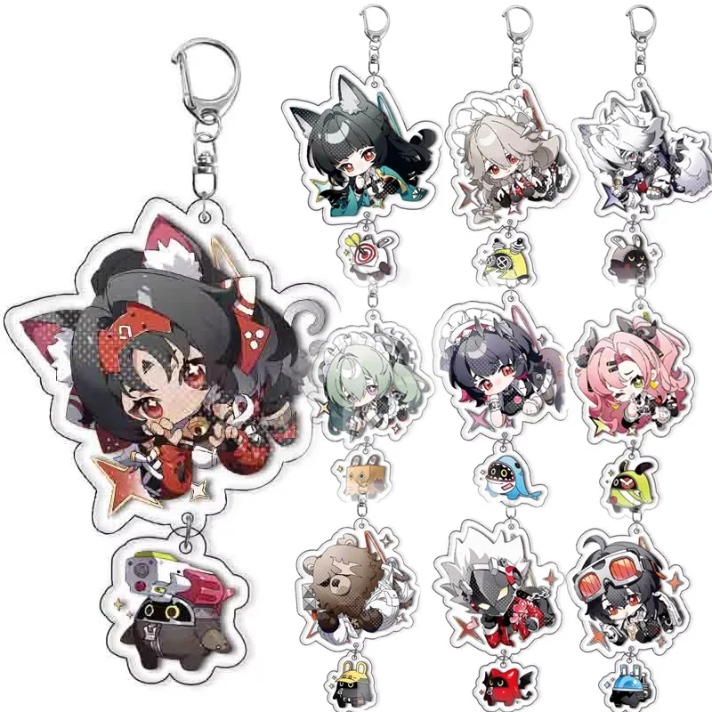 Game Zenless Zone Zero Keychain The Bangboo Cute Billy Belle Nekomiya Mana Anby Demara Pendant Car Key Chain for Accessories