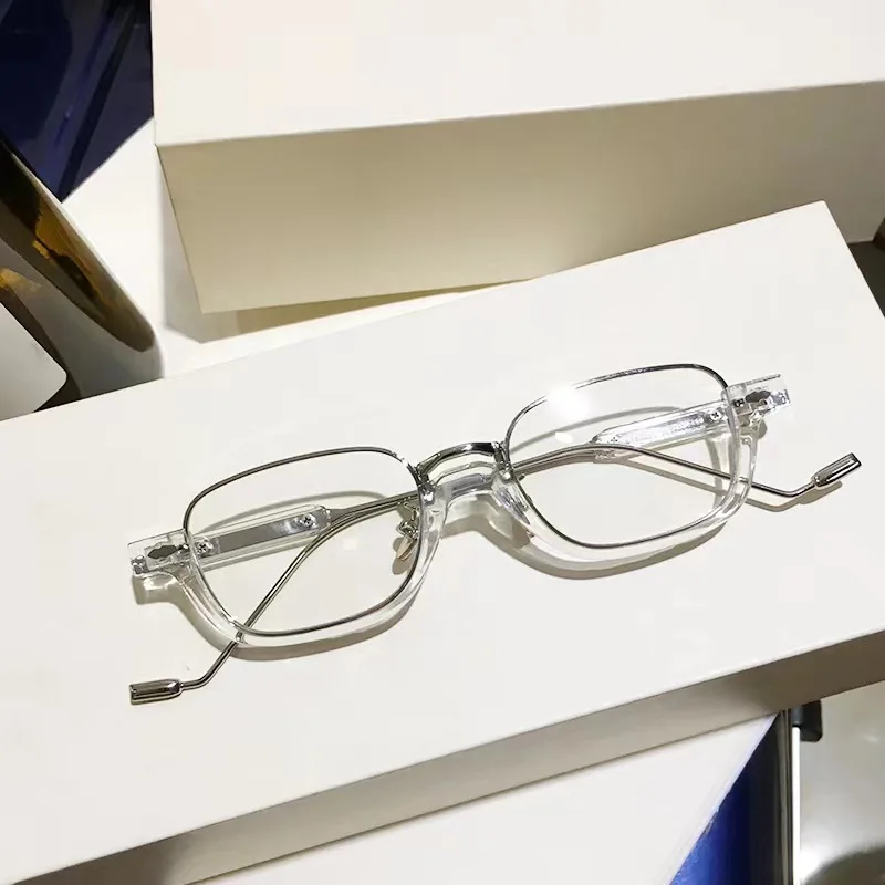 Sonnenbrille mit kleinem Rahmen, quadratischem halbem Metallrahmen, Unisex, Straßenfotografie-Zubehör, UV-Schutzbrille für Damen – Detail 6
