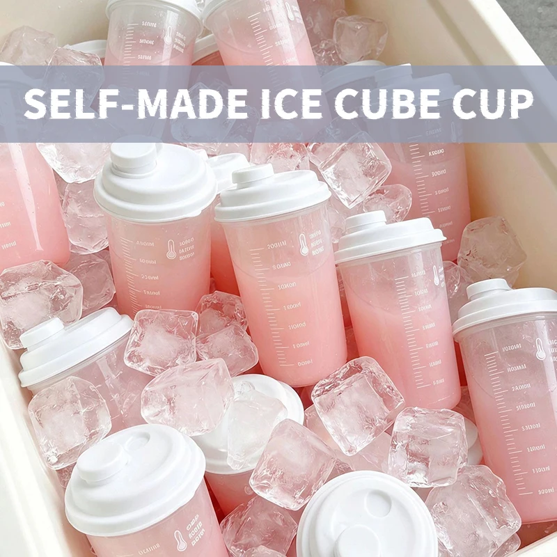 Reusable Freezable Plastic Ice Cup with Lid DIY Ice‑Making Tumbler for Coffee Beverage Portable Home Kitchen Drinkware