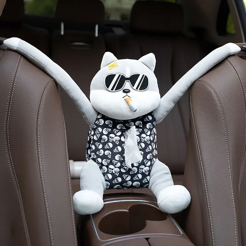 

Car Tissue Box with Hanging Inner Armrest Box, Sun Visor Pumping Box, Cartoon Hanging Type Tissue Boxes