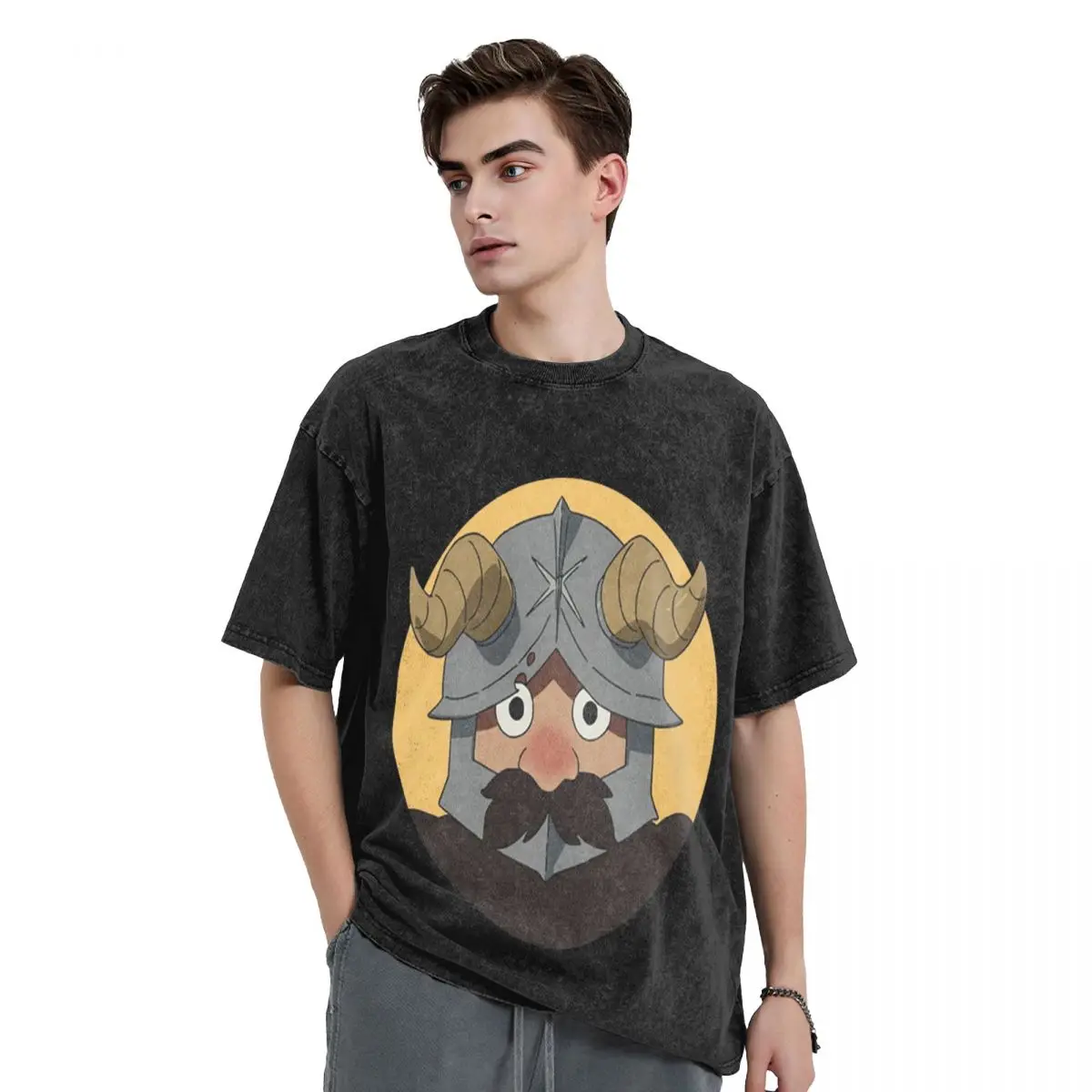 Dungeon Meshi Senshi Delicious In Dungeon Washed T Shirts Cotton Short Sleeve Hip Hop T-Shirt Streetwear Tops Tees for Men Women