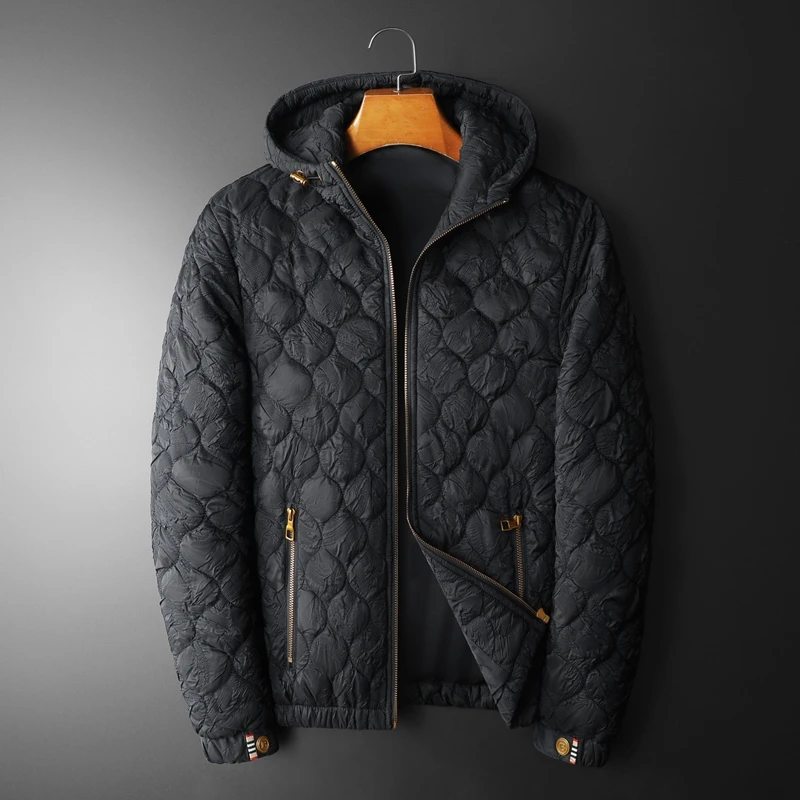 

Winter Thickened Men Down Jacket Climbing Hunting Hooded Warm White Duck Down Coat Man Casual Lightweight Puffer Jacket