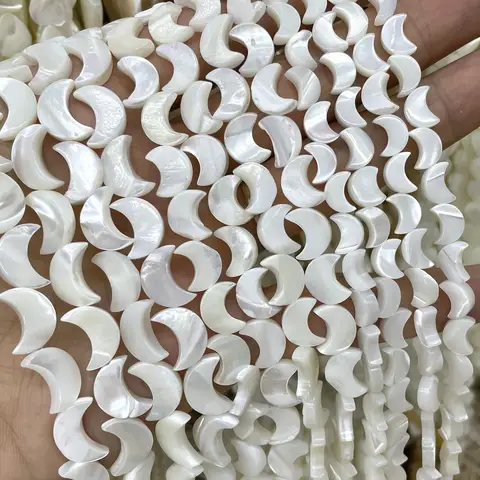 8 10 12MM 달 모양 천연 백색 자개 쉘 루즈 스페이서 비즈 쥬얼리 제작 DIY 팔찌 목걸이용