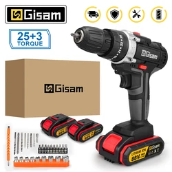 21V Cordless Drill Electric Impact Drill Rechargeable Electric Screwdriver Lithium-Ion Battery 2 Speed DIY Driver Power Tools