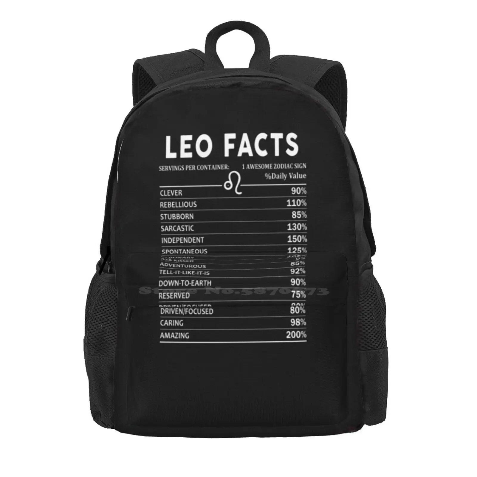 Leo Facts Hot Sale Schoolbag Backpack Fashion Bags Leo Facts Leo Zodiac Leo Sign Funny Leo Design Leo Birthday Leo Lover Leo