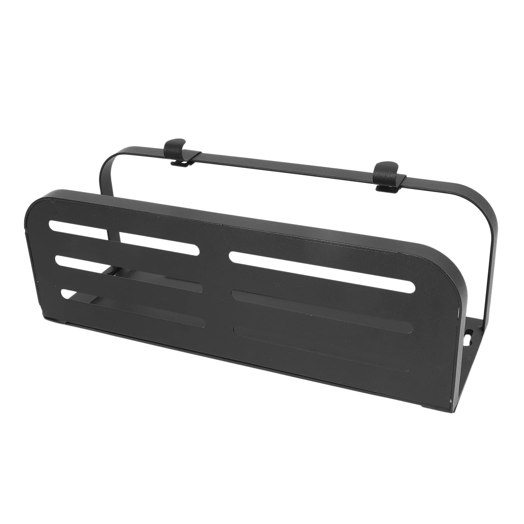 Magnetic Spice Rack For Refrigerator, Single Tier Magnetic Shelf With 2 Removable Hooks, Black
