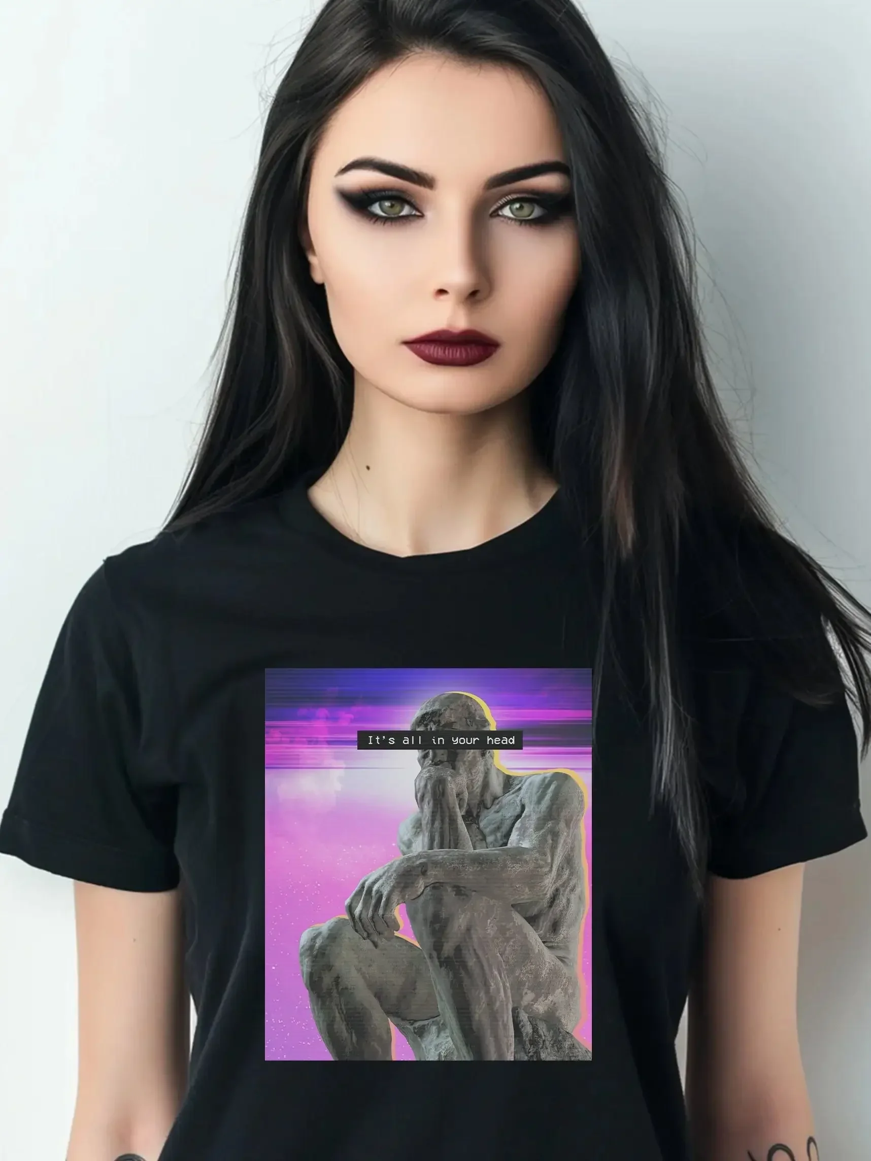 The Thinker T Shirt Weirdcore Apparel Philosophical Art Retro Vaporwave Lover Birthday Party Weird Clothing August Rodin