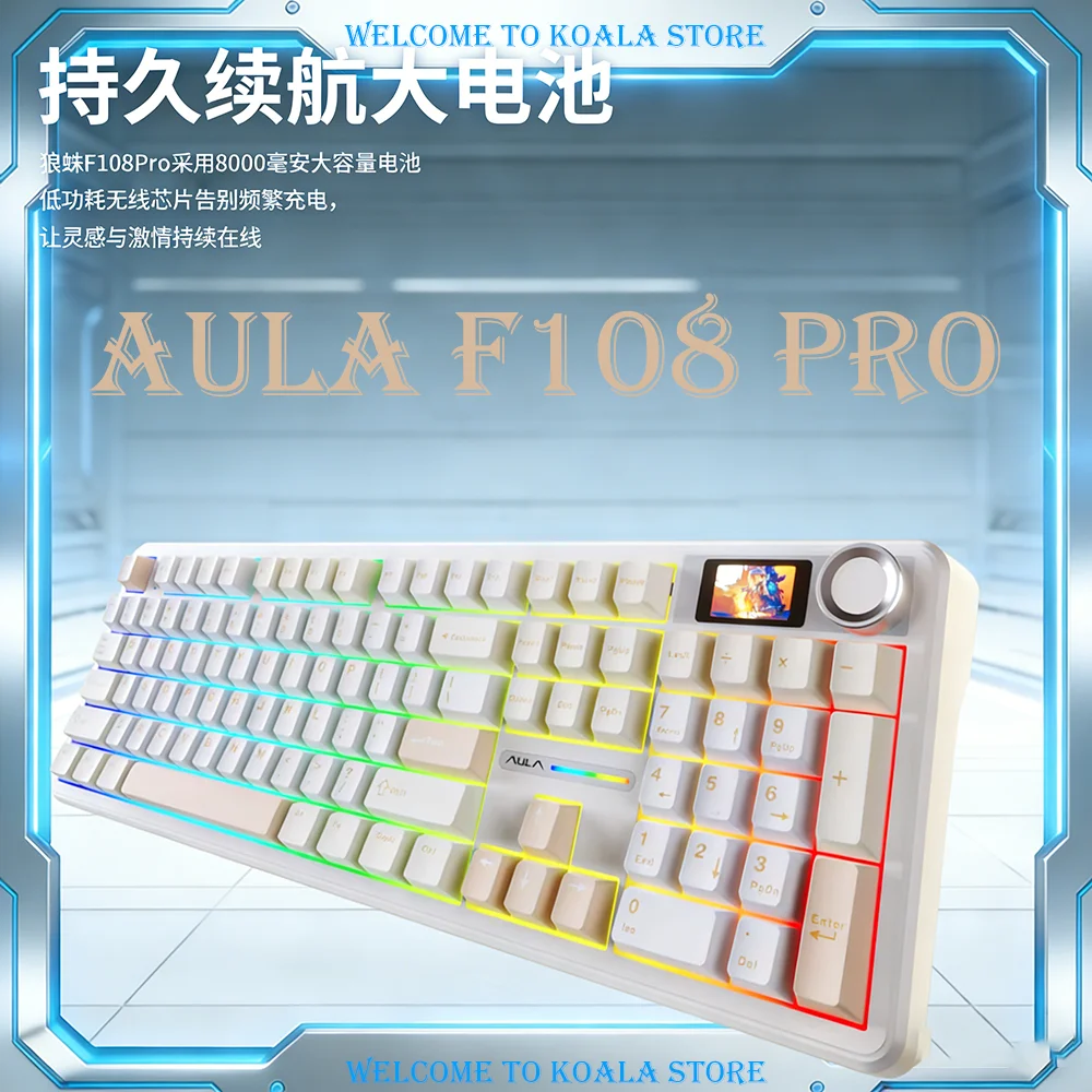 AULA F108 Tri-Mode Mechanical Keyboard Gasket Structure Hot Swap PBT Keycaps RGB Backlit 108 Keys Gaming Keyboard for PC Gamer