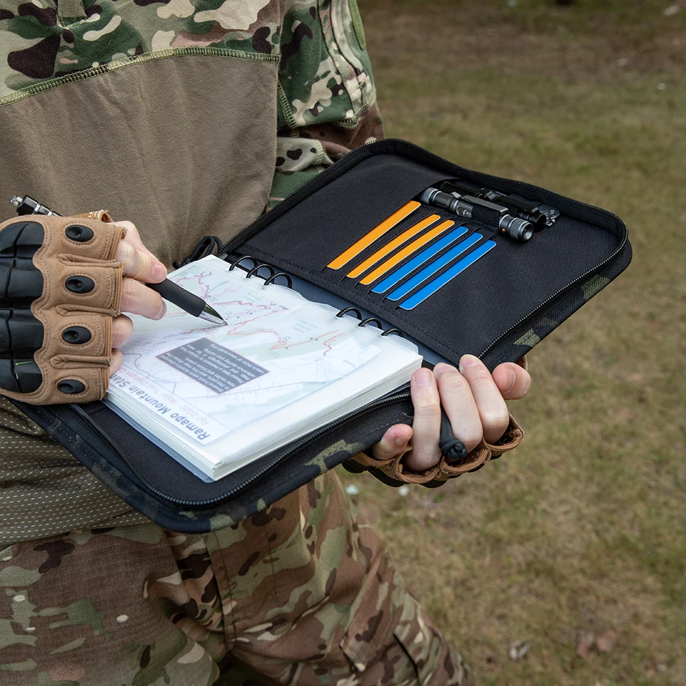 Multi-Storage Tactical Notebook Cover Notepad with Zipper for Tactical Gear and Organizer Presentation Folder with Pockets