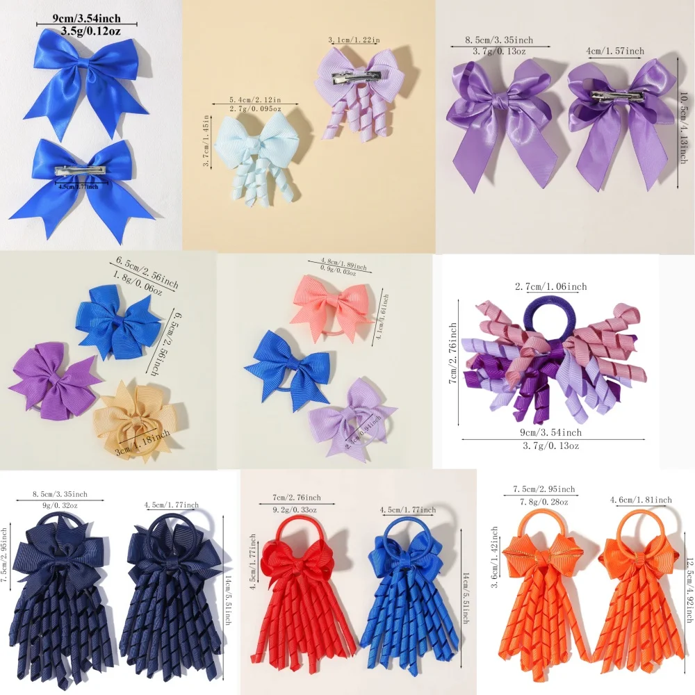 2PCS Children's Bow Hair Clip Back To School Season Blue and White Clips Girls Teenagers Returning To School Hair Accessories