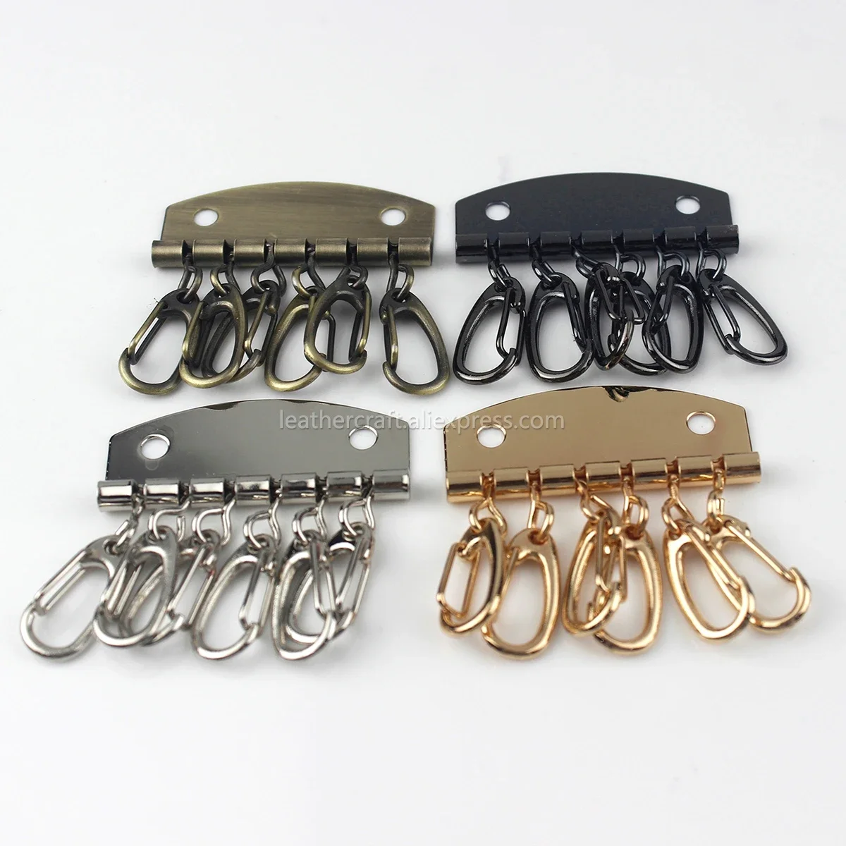 1 pieza de llavero de Metal, organizador de llavero con 6 ganchos a presión para artesanía de cuero, cartera, funda para llaves, monedero, piezas de Hardware