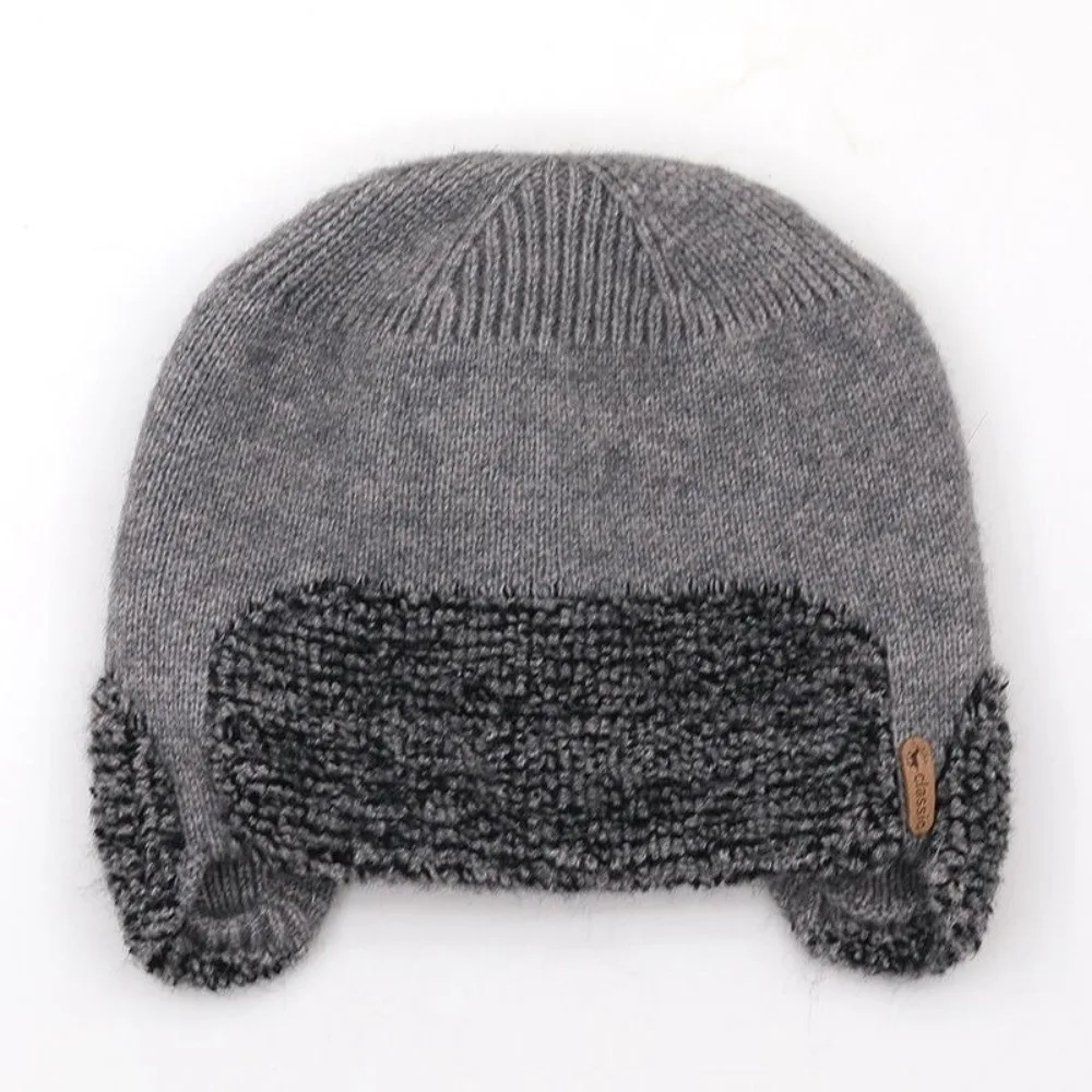 Geschenk Warme Strickmütze Kältebeständige Klassische Ohrenklappmütze Pullover-Design Winddichte Mütze Winter Herbst – Detail 2