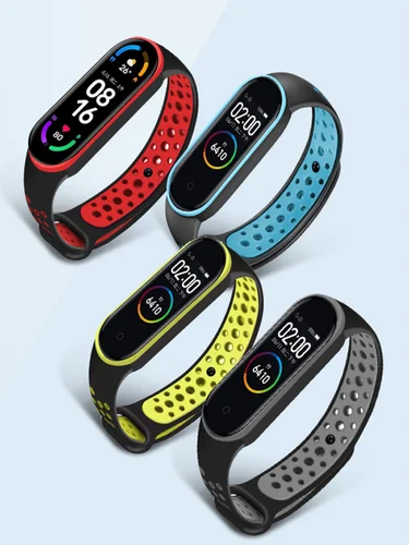Imagen 1 del producto Correa de reloj deportiva para Xiaomi Mi Band 7 NFC, Correa miband7, pulsera de silicona con orificio de aire en Mi band 6 5 4 3 7 8
