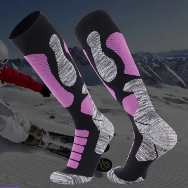 Long Tube Skiing Socks, Thick Sports Climbing Socks, Towel Bottom, Sweat-Absorbing and Warm, Outdoor, Winter