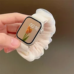 49mm 40mm 44mm Gauze Elastic Scrunchies Band For Apple Watch Ultra 8 7 SE 6 5 4 3 2 Strap For IWatch Serise 41mm 45mm 38mm 42mm