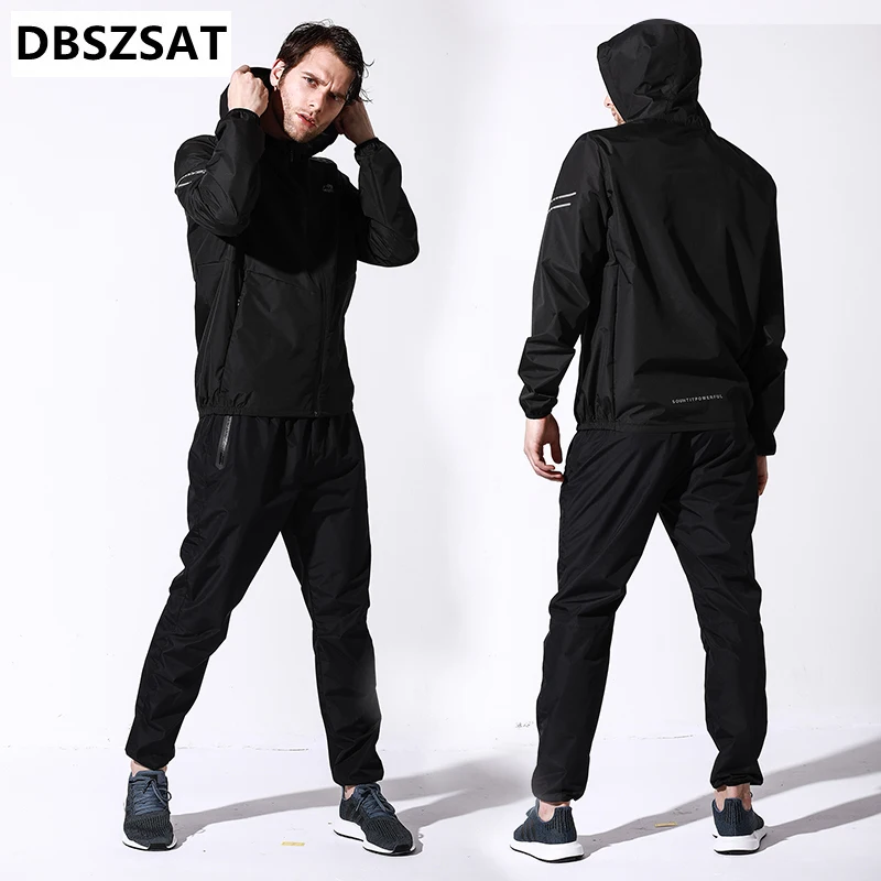 

2023Sauna Suit Slimming Zipper Hoodies Gym Clothing Set for Weight Loss Running Fitness Training Sweating Sportswear Workout Set