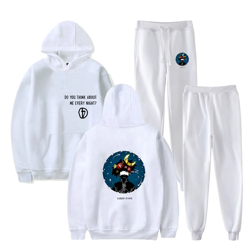 Lullaby Hoodie By D4vd Sweatshirt Two-Piece Sportswear Long-Sleeved Hoodie + Jogging Pants Unisex