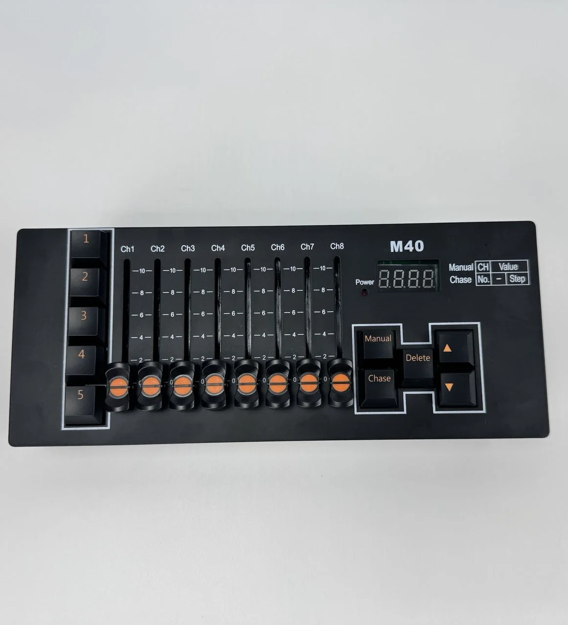 Mini DMX Controller 40 Channels Rechargeable Type-C DMX512 Stage Light Console with 5 Chase Effects Power-off Memory for DJ Club