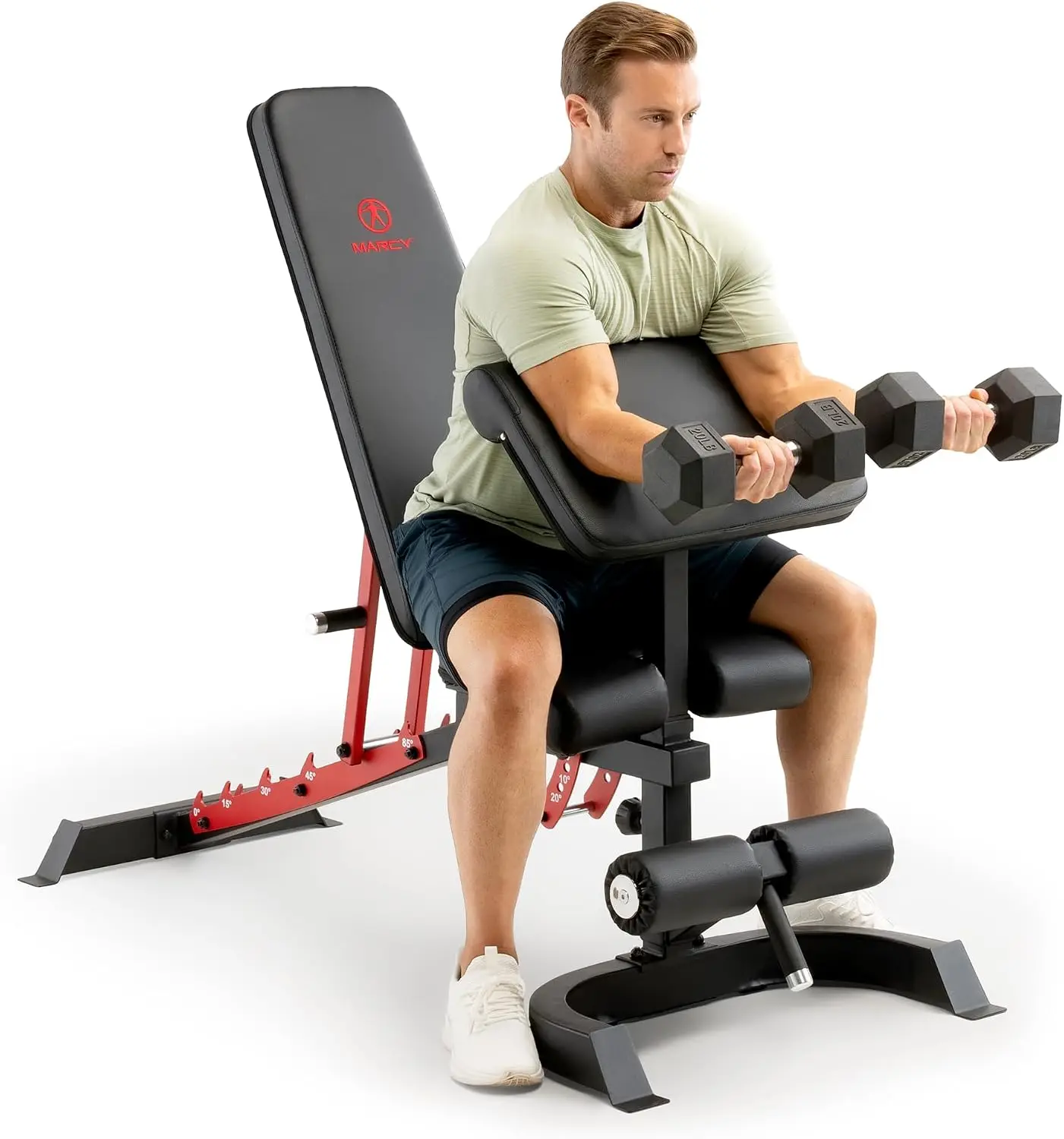 Heavy-Duty Adjustable Weight Bench for Home Gym, Full Body Strength Training Equipment with 7-Position Backrest, Flat Incline Decline Workout Bench Press, Preacher Curl Pad and Leg Anchor
