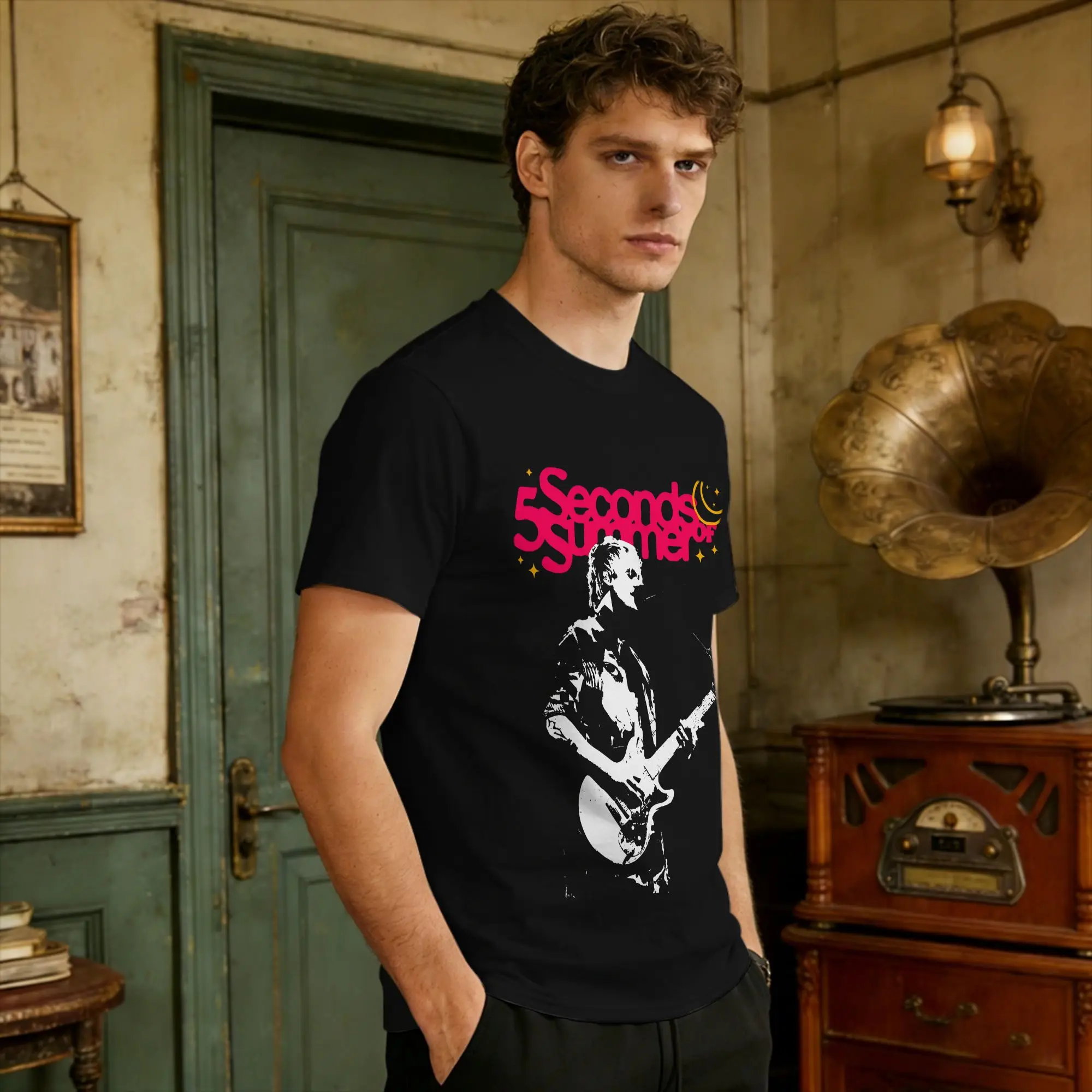 Sillhouette Style Second Of Summer T-Shirt Men's 5sos Funny T-Shirts Beach O-Neck Harajuku Tee Shirt Hot Sale Oversized Clothing