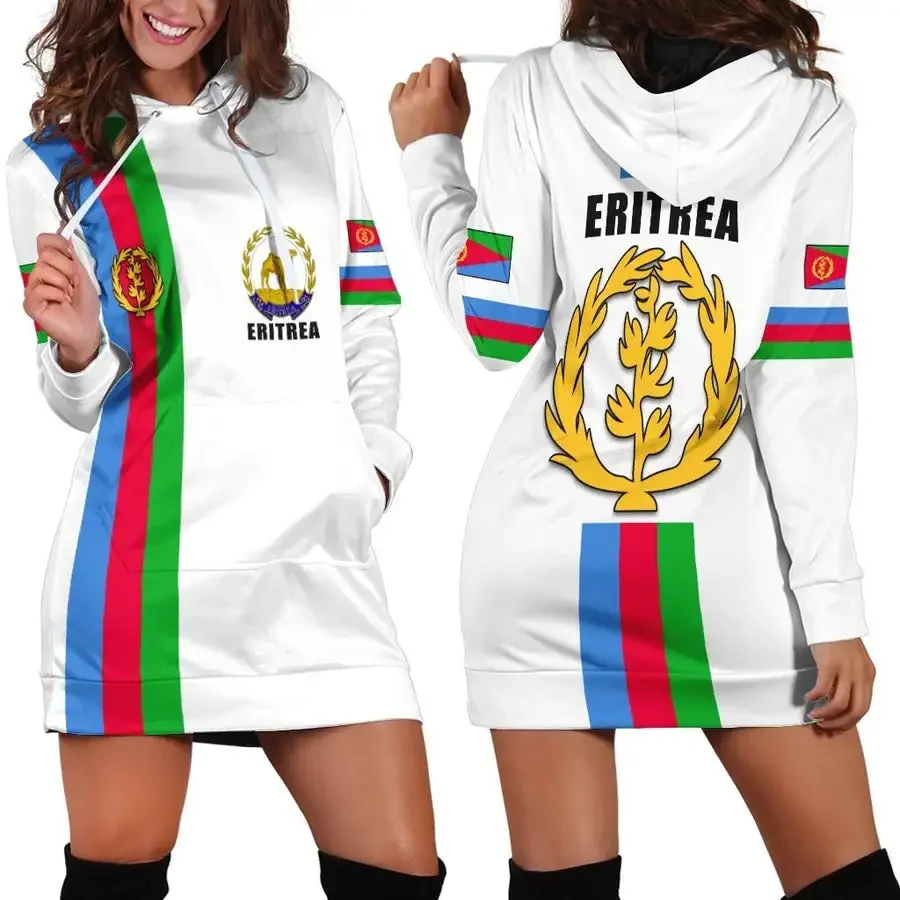 Eritrea Flag Hoodie Dress Spring Summer New Retro Harajuku 3D Printed Flag Pullover Casual Sexy Women's Hoodie Dress