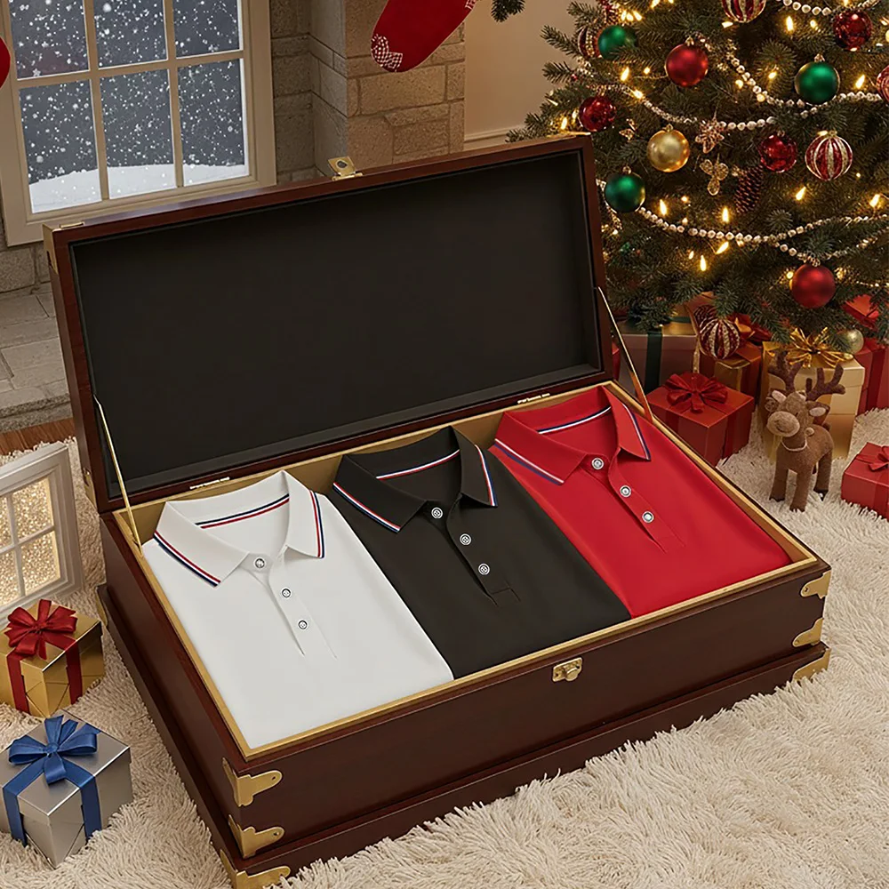 3 قطعة قميص بولو رجالي مجموعة تنفس الرطوبة فتل التجاعيد مقاومة وسريعة الجافة الأعمال النمط الكلاسيكي الرجال هدايا عيد الميلاد #1