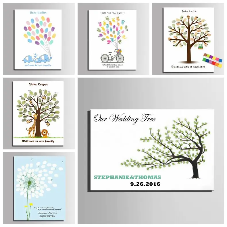 Пользовательский отпечаток пальца, подпись на холсте, картина, свадебный подарок, гостевая книга, поцелуние, свадебный душ, товары для вечеринок, сувенир, 2 комплекта, чернильные подушечки