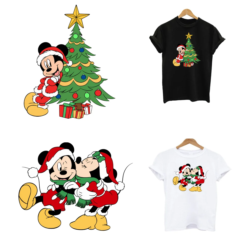 

2Pcs/Lot Iron On Fusible Ironing Patches For Children's Clothing Christmas Mickey Disney Heat Adhesive Thermal Transfer Stickers