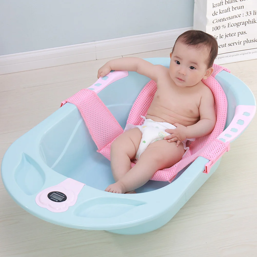 

Anti-Slip Bath Rack For Baby Newborn Mesh Bathtub Cushion Seat Hollow Out Design Mildew Resistant Adjustable