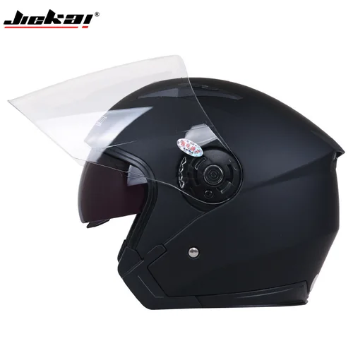 Jiekai Dot seguridad hombres mujeres motocicleta medio abierto doble lente Scooter protección pueblo montar ciclomotor Moto cascos de Motocross