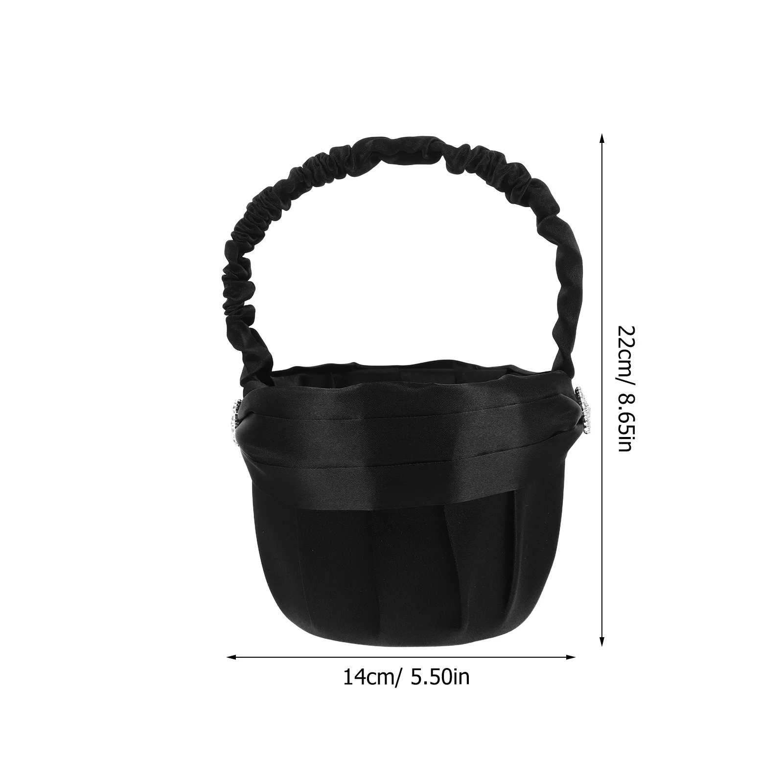 꽃 모양 블랙 라인스톤 장식 경량 손잡이 웨딩 파티 신부 바구니 연회 장식 용품