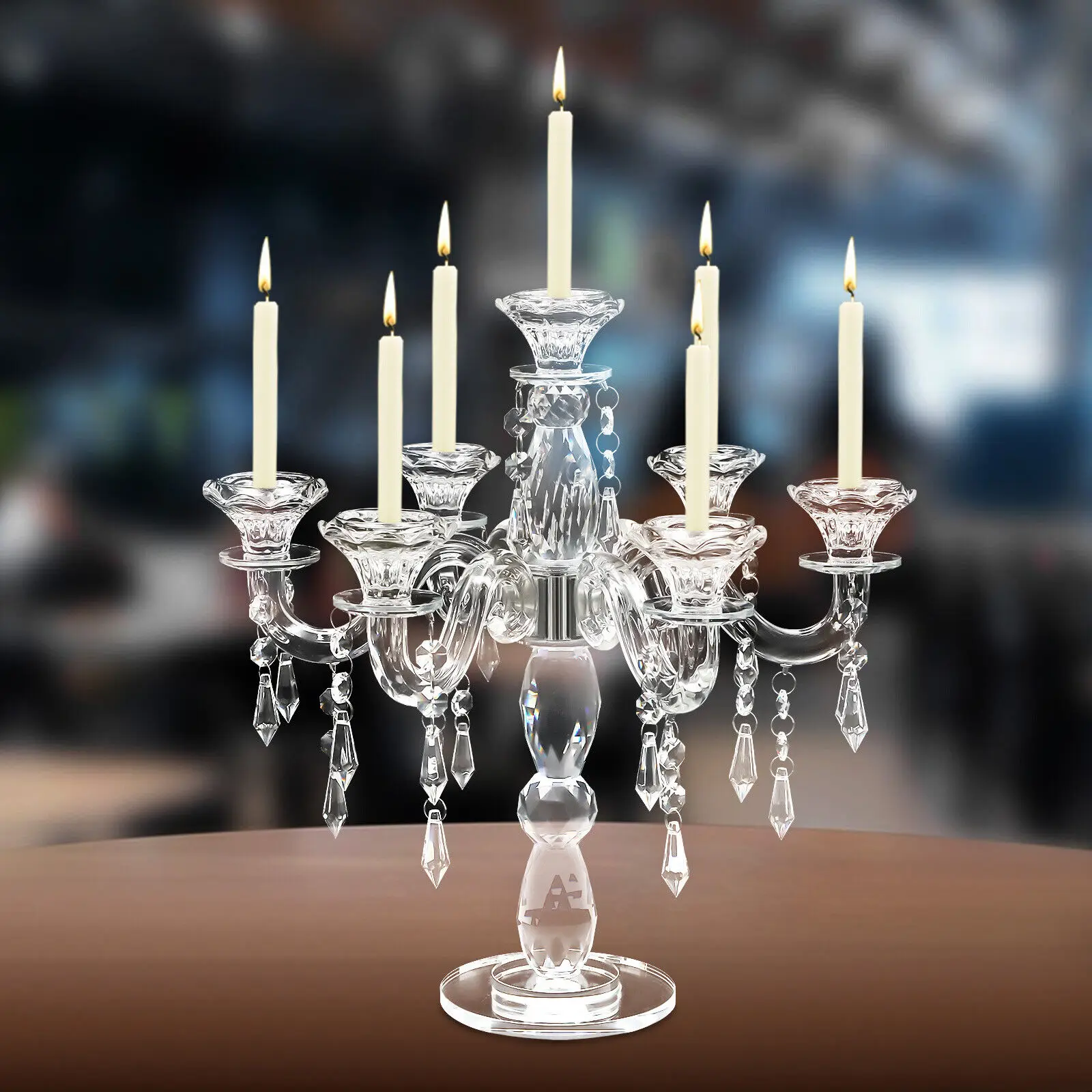 

Elegant 7-Arm Crystal Candelabra - Wedding & Birthday Candlestick Gift