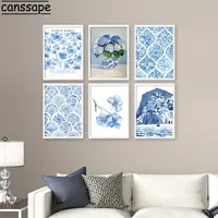 Blue and White Hydrangea Wall Art Florence Blue Flower Market Canvas Painting Picture Nordic Poster BedRoom Decoration