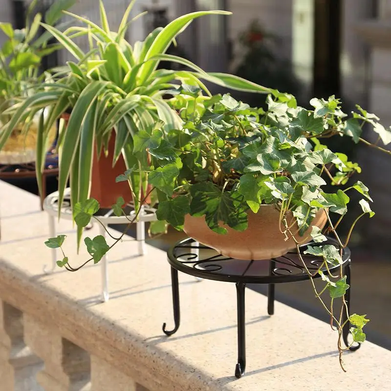 Gardening Single-layer Iron Flower Rack Balcony Outdoor Chlorophytum Comosum Potted Iron Flower Pot Stand Indoor Plant Shelves