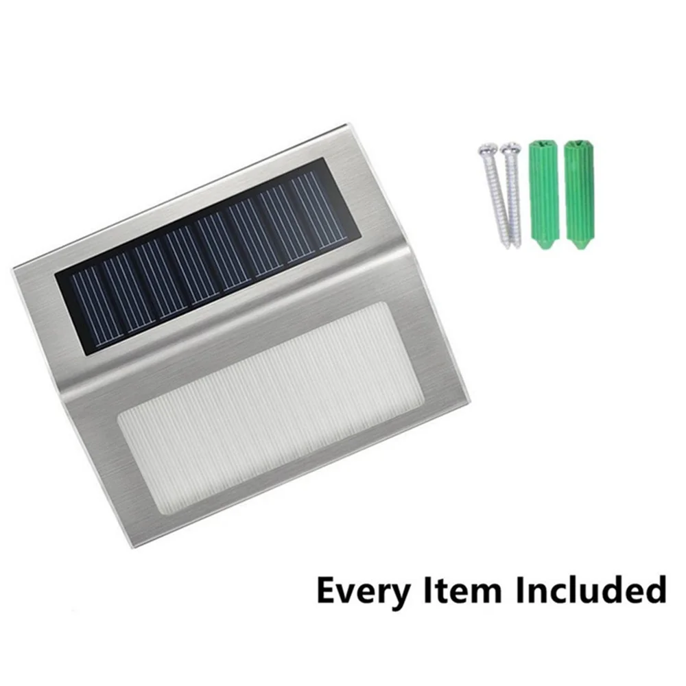 جديد 3L-ED الفولاذ المقاوم للصدأ الشمسية لمسارات الدرج في الهواء الطلق فناء L-ED ضوء الشارع الشمسي (أبيض دافئ) ضوء خارجي