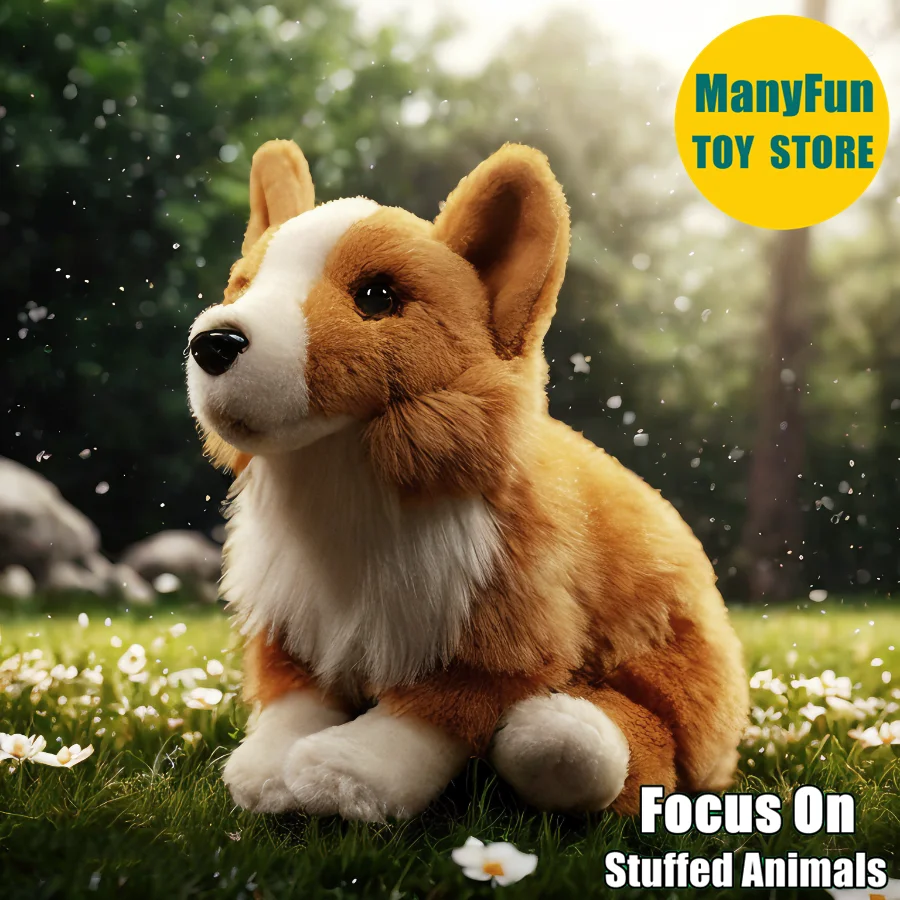 

Realistic Welsh Corgi Plushie Heeler Plush Toy Lifelike Corgi Stuffed Animal Cattle Dog Simulation Doll Gift Collectors