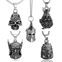 Vintage Style Viking Warrior Series Bell Pendant Motorcycle Riding Lucky Bell Amulet Necklaces Stainless Steel Punk Rock Jewelry