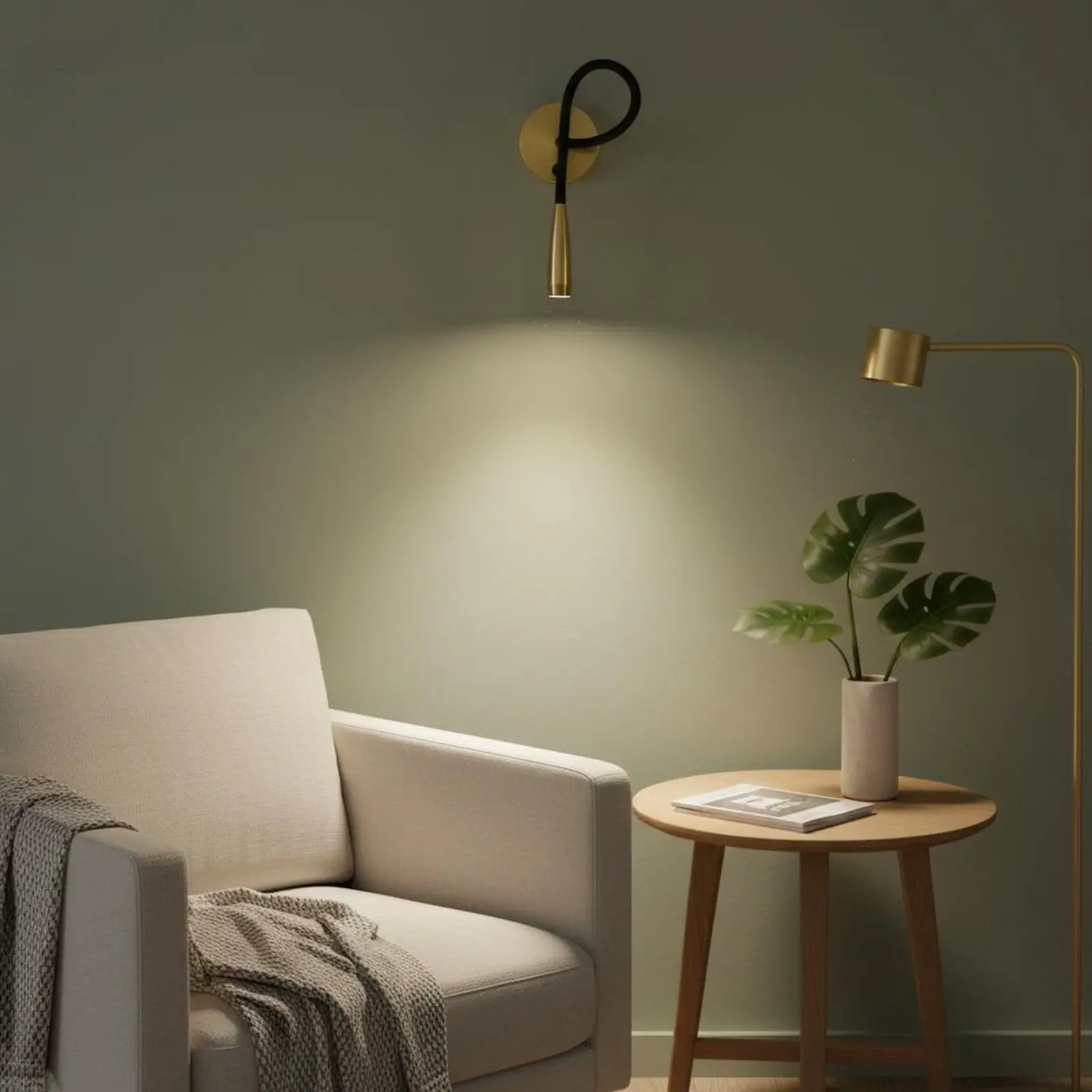 

Flexible Gooseneck Wall Lamp Built-in Switch Bedside Energy-Efficient Bulb Spotlight Indoor Lighting for Hotel