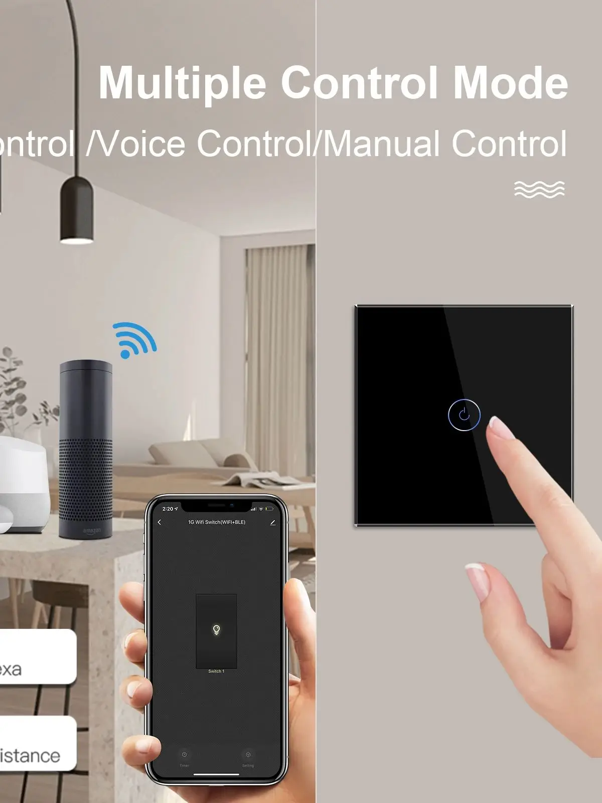 BSEED WIFI Licht Schalter Smart Tuya Wand Schalter 1/2/3Gang APP Multi-Control Treppen Schalter mit Neutral Blau Hintergrundbeleuchtung Glas